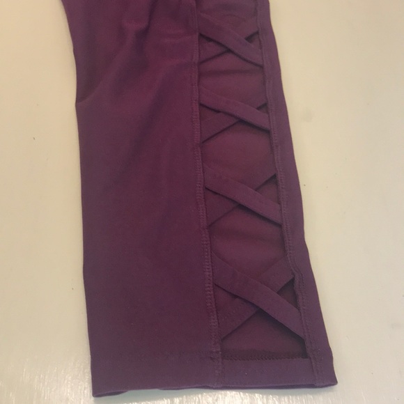 VOGO Athletica Pants - VOGO leg cutout wine-colored yoga pants, L